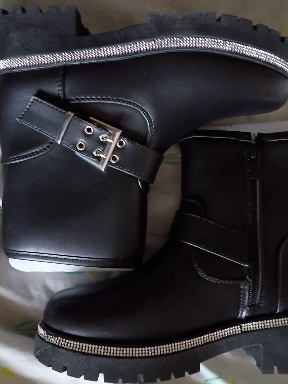 Women's Black Ankle Booties with Buckle Accent